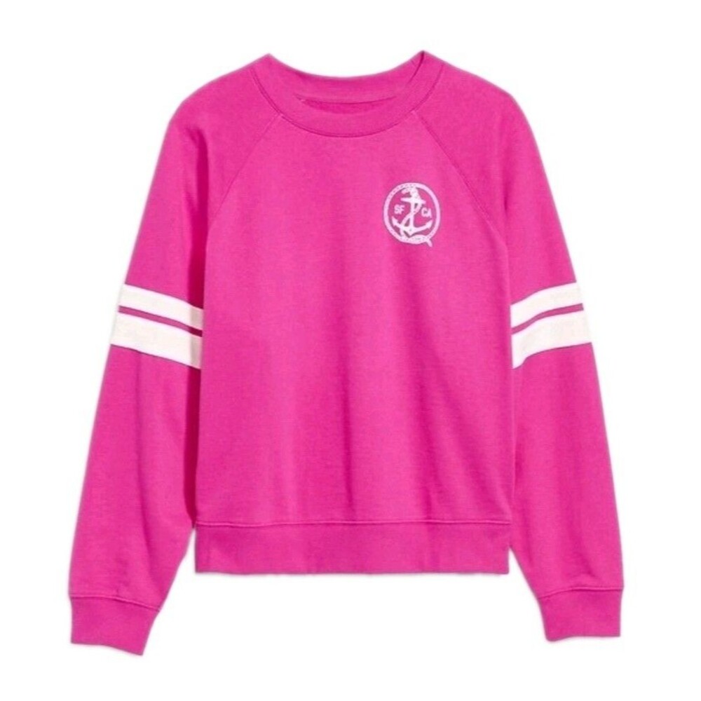 NWT Women's Old Navy Crewneck Raglan Graphic Sweatshirt Size M Pink N8